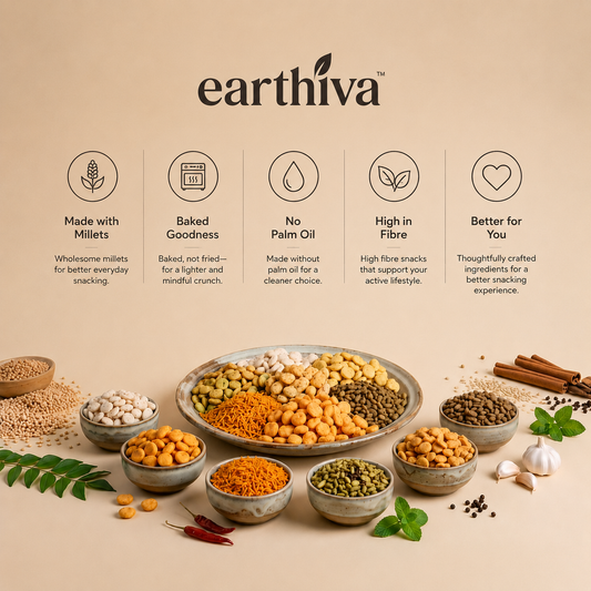 The earthiva Box - Jowar Puffs, Millet Namkeen & Millet Bhujia Combo - 8 Packs