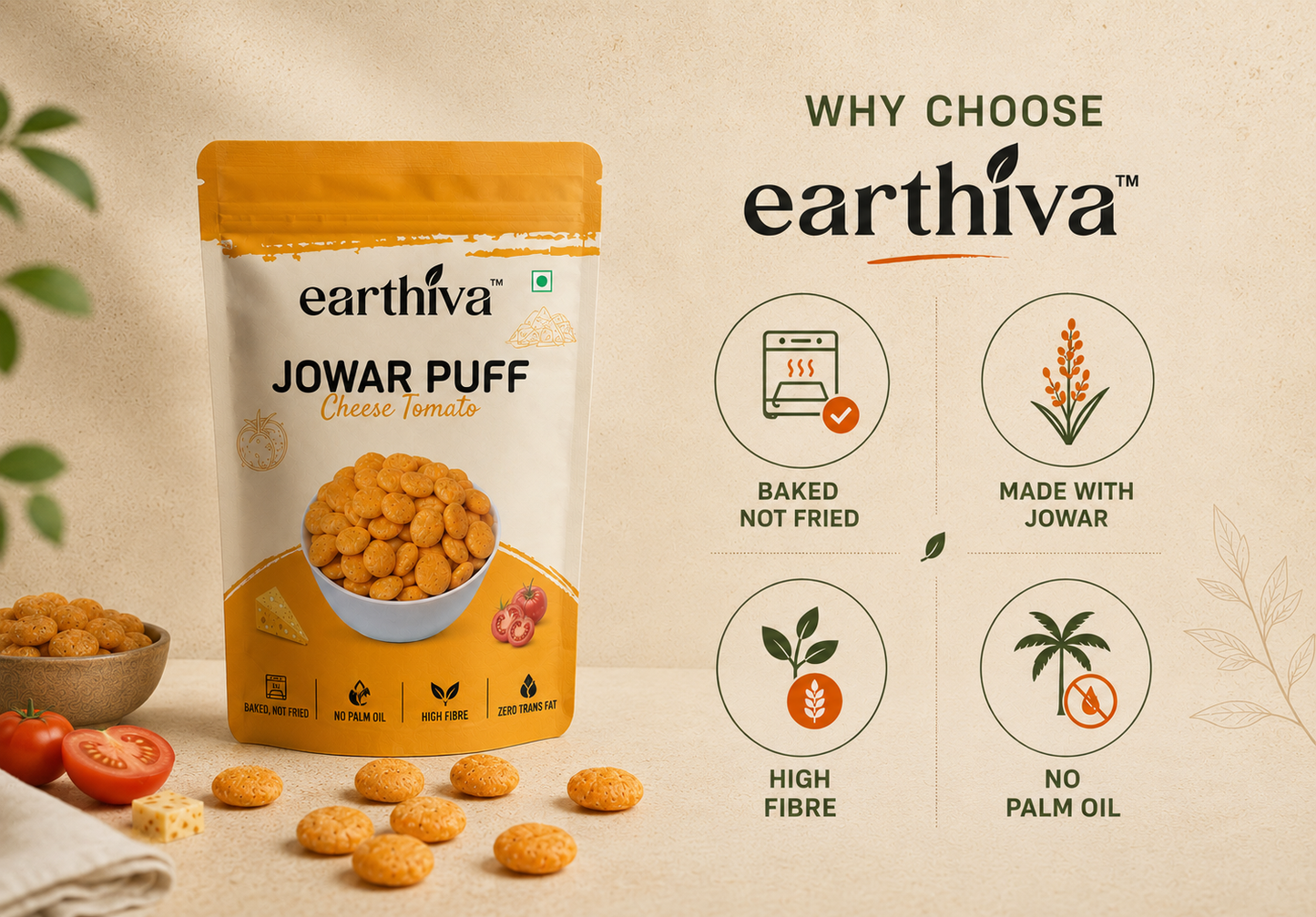 Jowar Puff - Cheese Tomato - Pack of 5