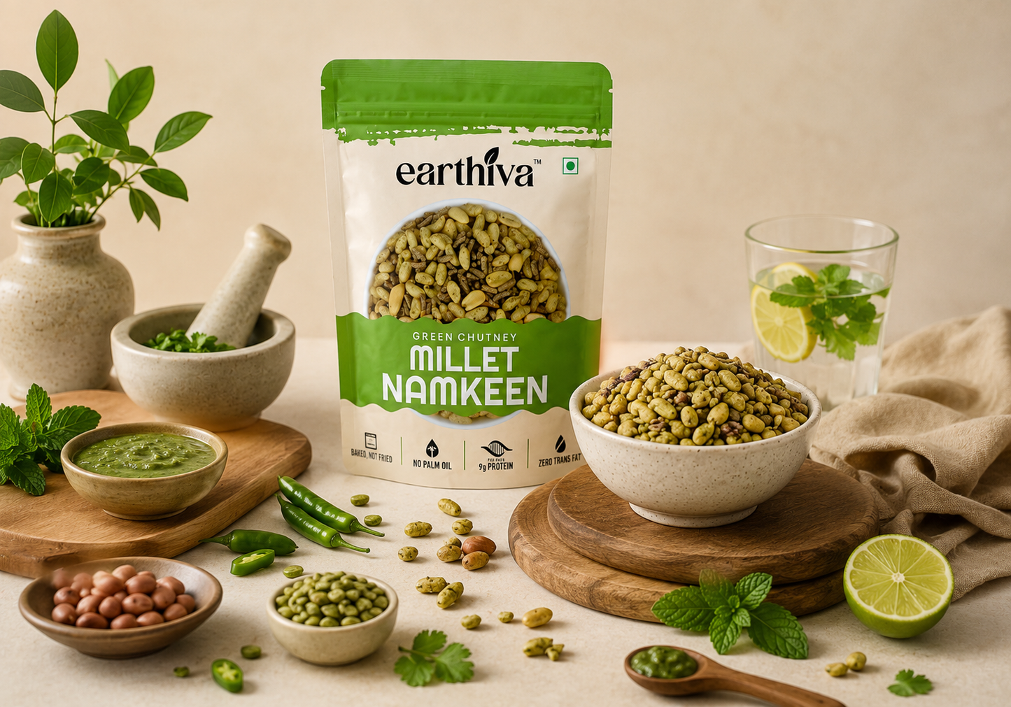 Millet Namkeen - Green Chutney - Pack of 5