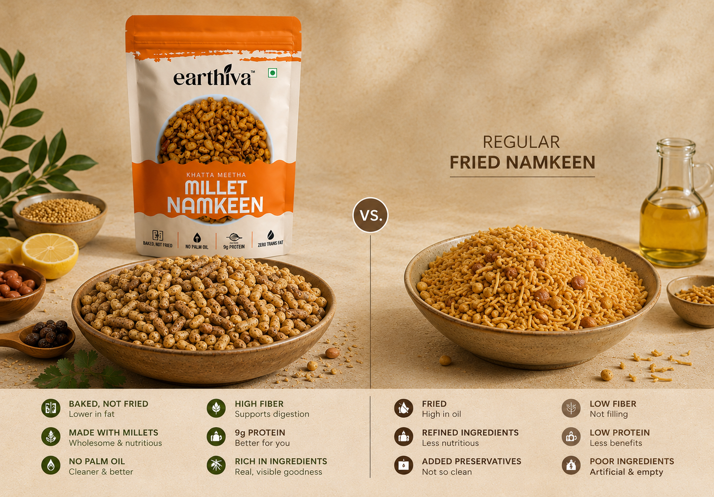Millet Namkeen - Khatta Meetha - Pack of 5