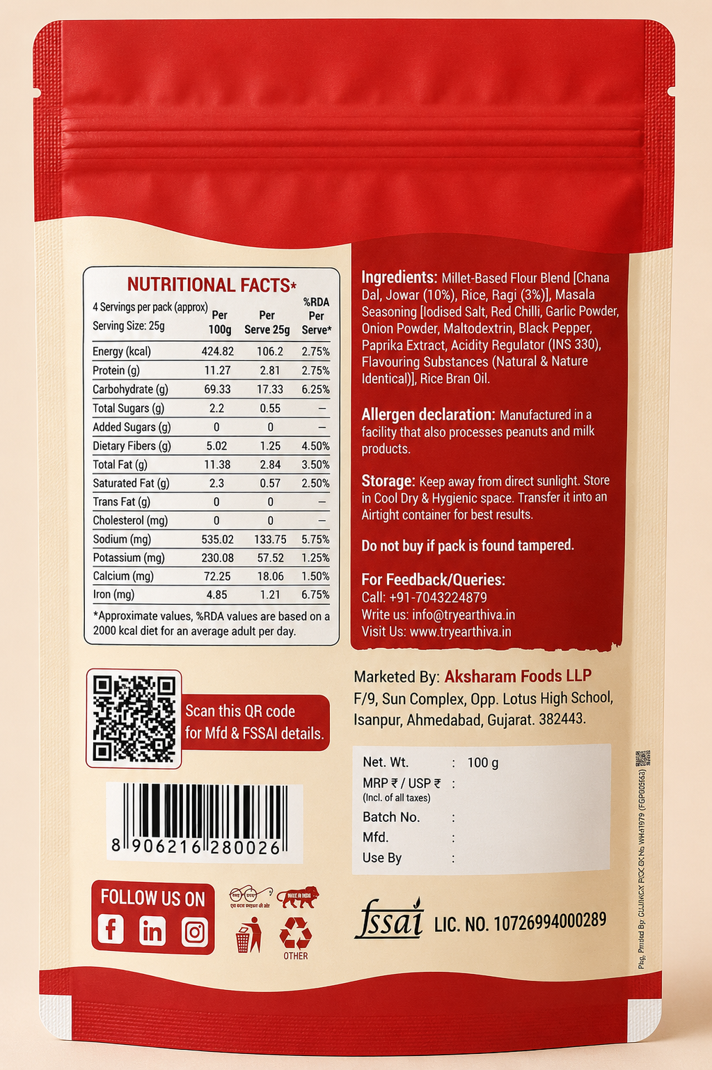 Millet Bhujia - Masala - Pack of 5