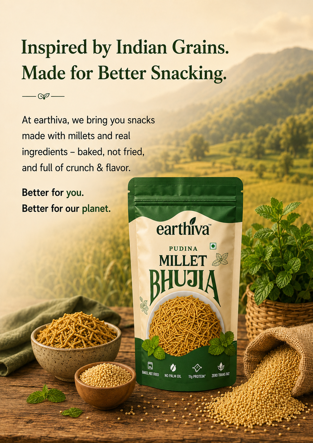 Millet Bhujia - Pudina - Pack of 5
