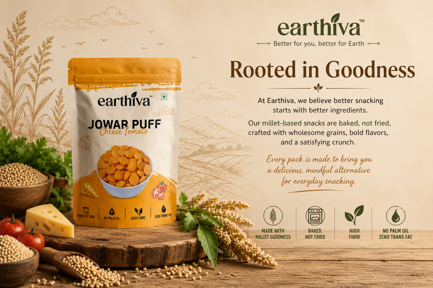 Jowar Puff - Cheese Tomato - Pack of 5